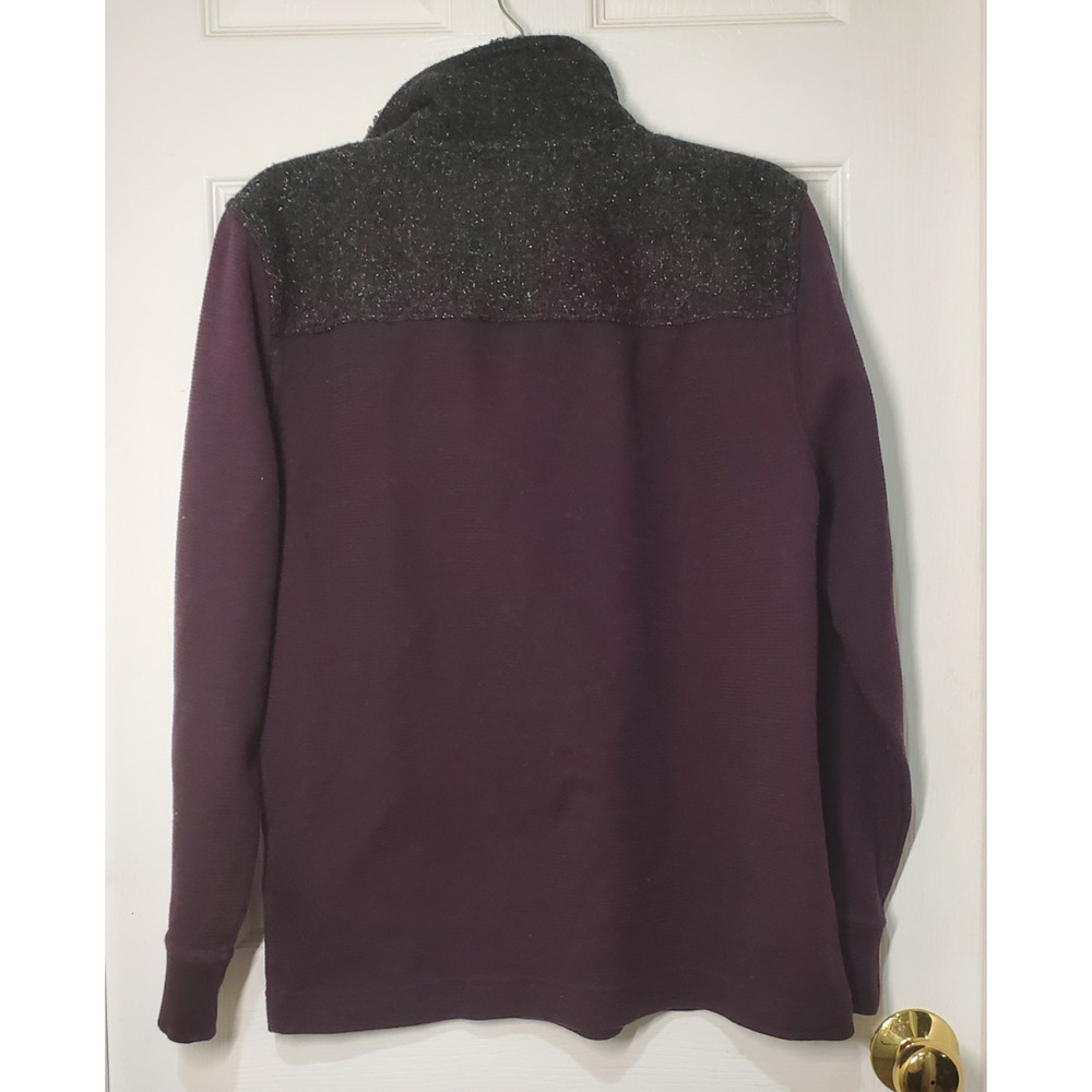 Banana Republic Women’s Half Zip Pullover Sweater L Purple Gray Textured Collar - Picture 4 of 11